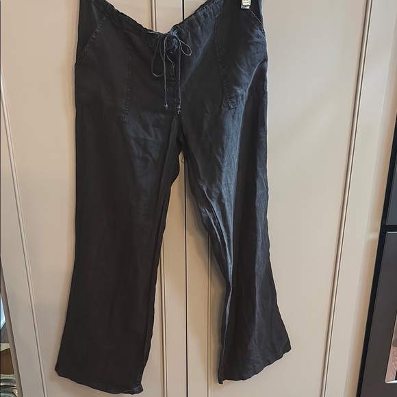 Juicy Couture Black drawstring 100% linenWide-Leg Pants M - Picture 1 of 5